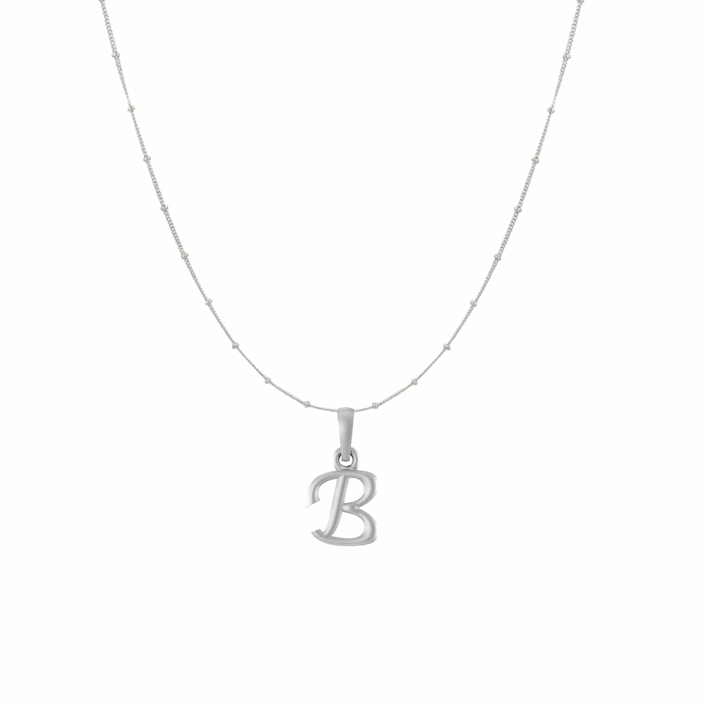 Sterling Silver (92.5% purity) precious Name alphabet chain pendant (Pendnat with Ball chain) pure silver designer alphabet chain locket