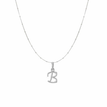 Akshat Sapphire Sterling Silver (92.5% purity) precious Name alphabet chain pendant (Pendnat with Ball  chain) pure silver designer alphabet chain locket