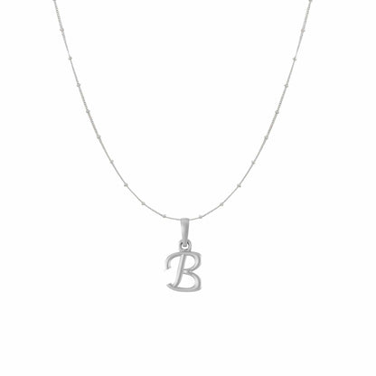 Sterling Silver (92.5% purity) precious Name alphabet chain pendant (Pendnat with Ball chain) pure silver designer alphabet chain locket