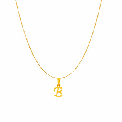 22KT Gold Plated Pure Silver (92.5% purity) precious Name alphabet chain pendant (Pendnat with Ball chain- 18 Inches) designer alphabet chain locket