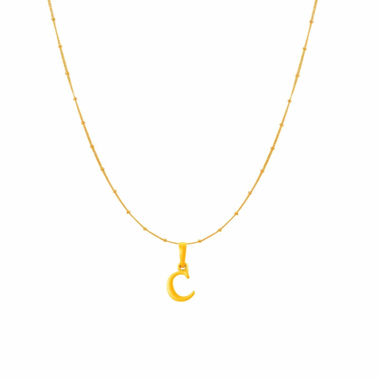 22KT Gold Plated Pure Silver (92.5% purity) precious Name alphabet chain pendant (Pendnat with Ball chain- 18 Inches) designer alphabet chain locket
