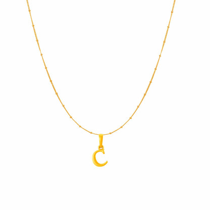 22KT Gold Plated Pure Silver (92.5% purity) precious Name alphabet chain pendant (Pendnat with Ball chain- 18 Inches) designer alphabet chain locket