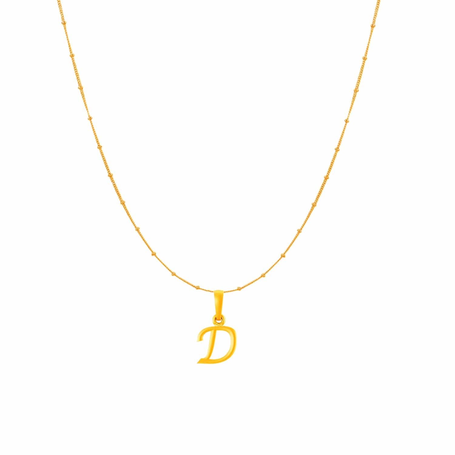 22KT Gold Plated Silver (92.5% purity) precious Name alphabet chain pendant (Pendnat with Box chain- 18 Inches) pure silver designer alphabet chain locket