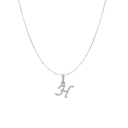 Akshat Sapphire Sterling Silver (92.5% purity) precious Name alphabet chain pendant (Pendnat with Ball  chain) pure silver designer alphabet chain locket