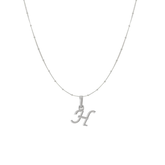 Akshat Sapphire Sterling Silver (92.5% purity) precious Name alphabet chain pendant (Pendnat with Ball  chain) pure silver designer alphabet chain locket