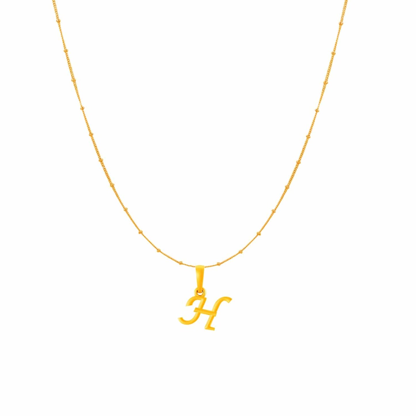 22KT Gold Plated Pure Silver (92.5% purity) precious Name alphabet chain pendant (Pendnat with Ball chain- 18 Inches) designer alphabet chain locket