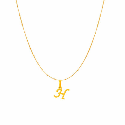 22KT Gold Plated Pure Silver (92.5% purity) precious Name alphabet chain pendant (Pendnat with Ball chain- 18 Inches) designer alphabet chain locket
