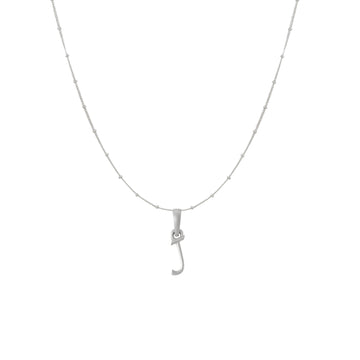 Akshat Sapphire Sterling Silver (92.5% purity) precious Name alphabet chain pendant (Pendnat with Ball  chain) pure silver designer alphabet chain locket