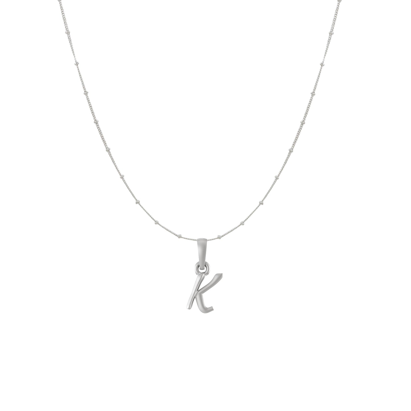 Akshat Sapphire Sterling Silver (92.5% purity) precious Name alphabet chain pendant (Pendnat with Ball  chain) pure silver designer alphabet chain locket