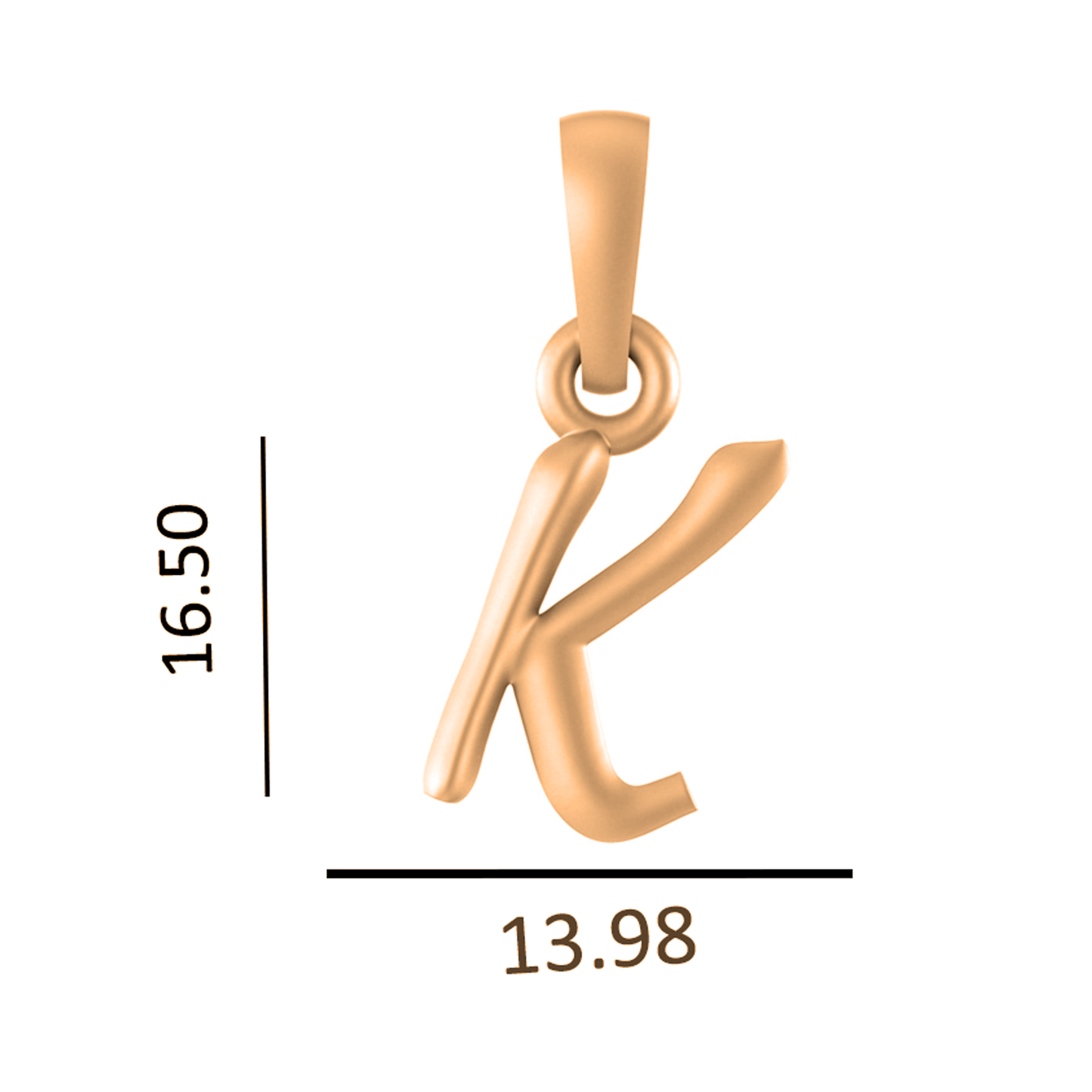 22CT Gold Plated Silver 92.5 Purity Alphabet K Chain Pendant for Women with Ball Chain 18 inch by Akshat Sapphire PSbl8033_K_Gold