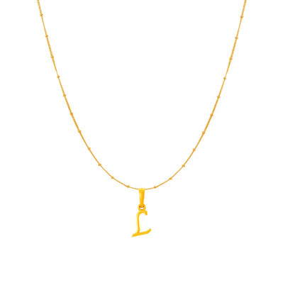 22KT Gold Plated Pure Silver (92.5% purity) precious Name alphabet chain pendant (Pendnat with Ball chain- 18 Inches) designer alphabet chain locket