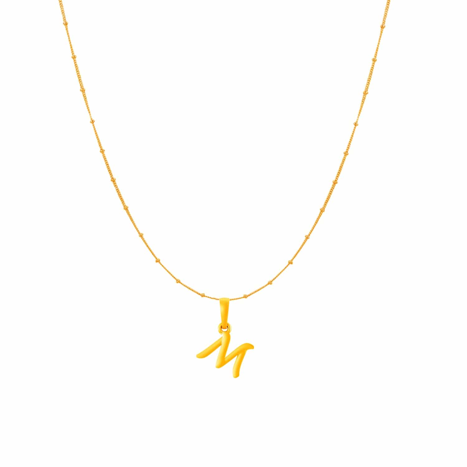22KT Gold Plated Silver (92.5% purity) precious Name alphabet chain pendant (Pendnat with Box chain- 18 Inches) pure silver designer alphabet chain locket
