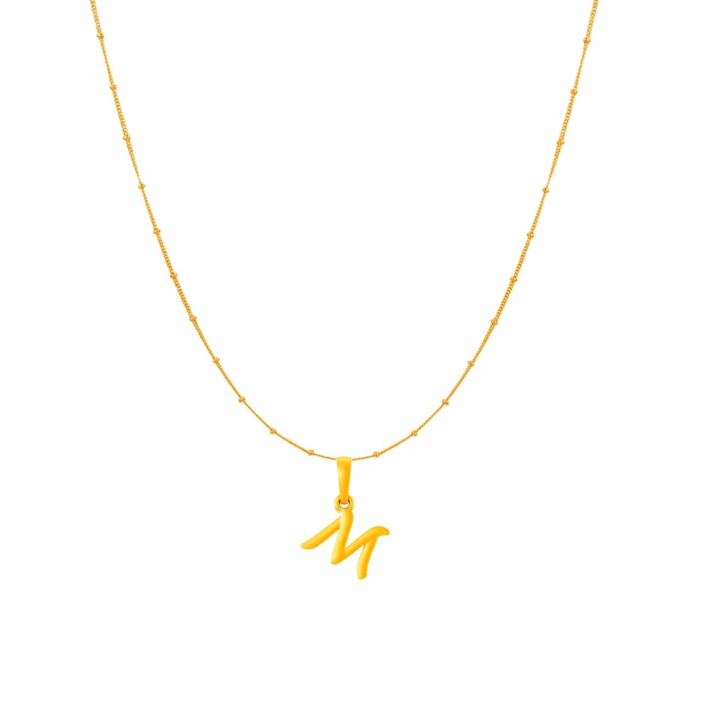 22KT Gold Plated Pure Silver (92.5% purity) precious Name alphabet chain pendant (Pendnat with Ball chain- 18 Inches) designer alphabet chain locket