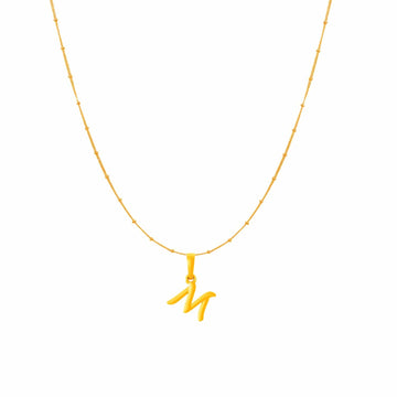 22KT Gold Plated Silver (92.5% purity) precious Name alphabet chain pendant (Pendnat with Box chain- 18 Inches) pure silver designer alphabet chain locket