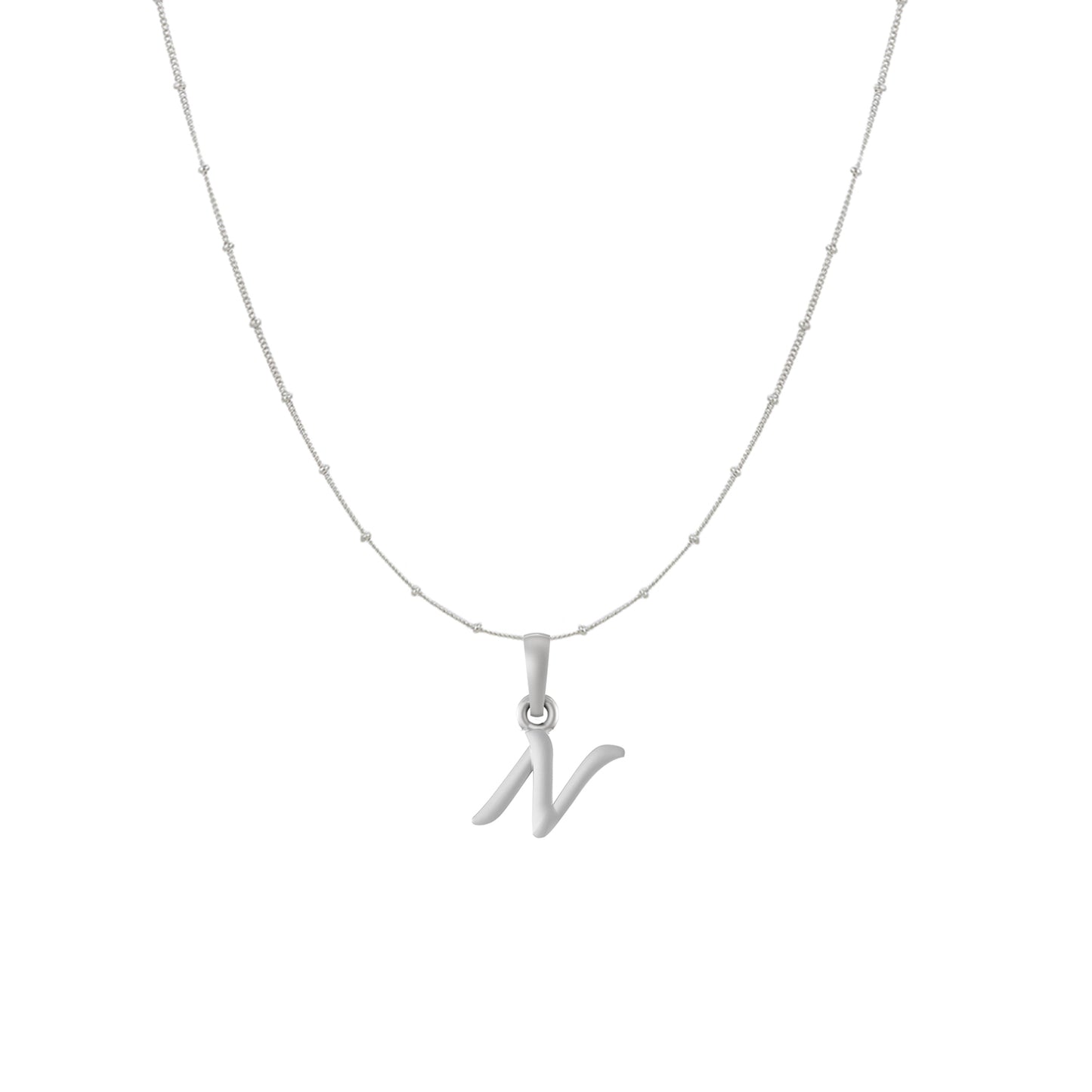 Akshat Sapphire Sterling Silver (92.5% purity) precious Name alphabet chain pendant (Pendnat with Ball  chain) pure silver designer alphabet chain locket