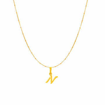 22KT Gold Plated Silver (92.5% purity) precious Name alphabet chain pendant (Pendnat with Box chain- 18 Inches) pure silver designer alphabet chain locket