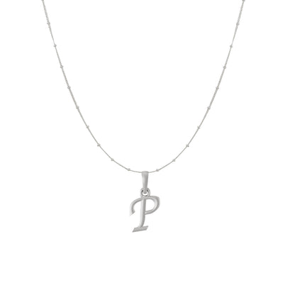 Akshat Sapphire Sterling Silver (92.5% purity) precious Name alphabet chain pendant (Pendnat with Ball  chain) pure silver designer alphabet chain locket
