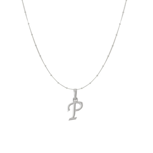 Akshat Sapphire Sterling Silver (92.5% purity) precious Name alphabet chain pendant (Pendnat with Ball  chain) pure silver designer alphabet chain locket
