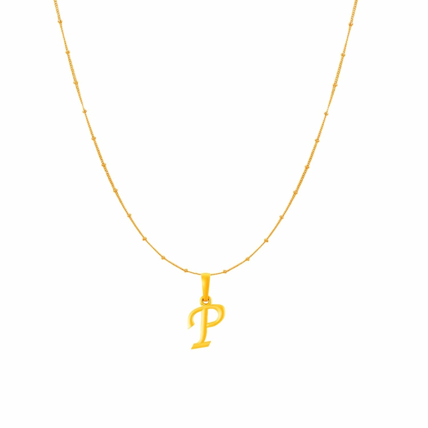 22KT Gold Plated Pure Silver (92.5% purity) precious Name alphabet chain pendant (Pendnat with Ball chain- 18 Inches) designer alphabet chain locket