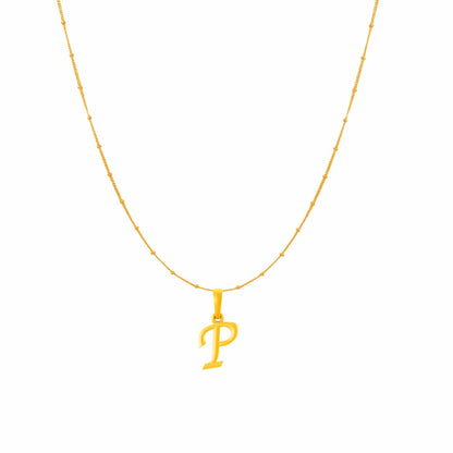 22KT Gold Plated Pure Silver (92.5% purity) precious Name alphabet chain pendant (Pendnat with Ball chain- 18 Inches) designer alphabet chain locket
