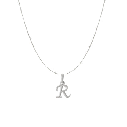 Akshat Sapphire Sterling Silver (92.5% purity) precious Name alphabet chain pendant (Pendnat with Ball  chain) pure silver designer alphabet chain locket
