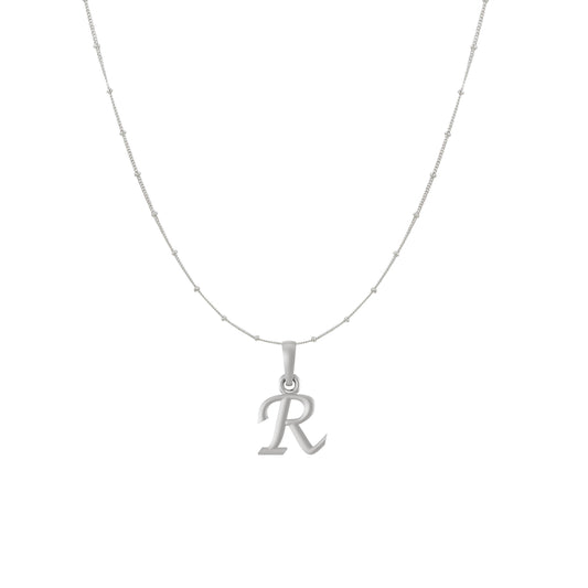 Akshat Sapphire Sterling Silver (92.5% purity) precious Name alphabet chain pendant (Pendnat with Ball  chain) pure silver designer alphabet chain locket