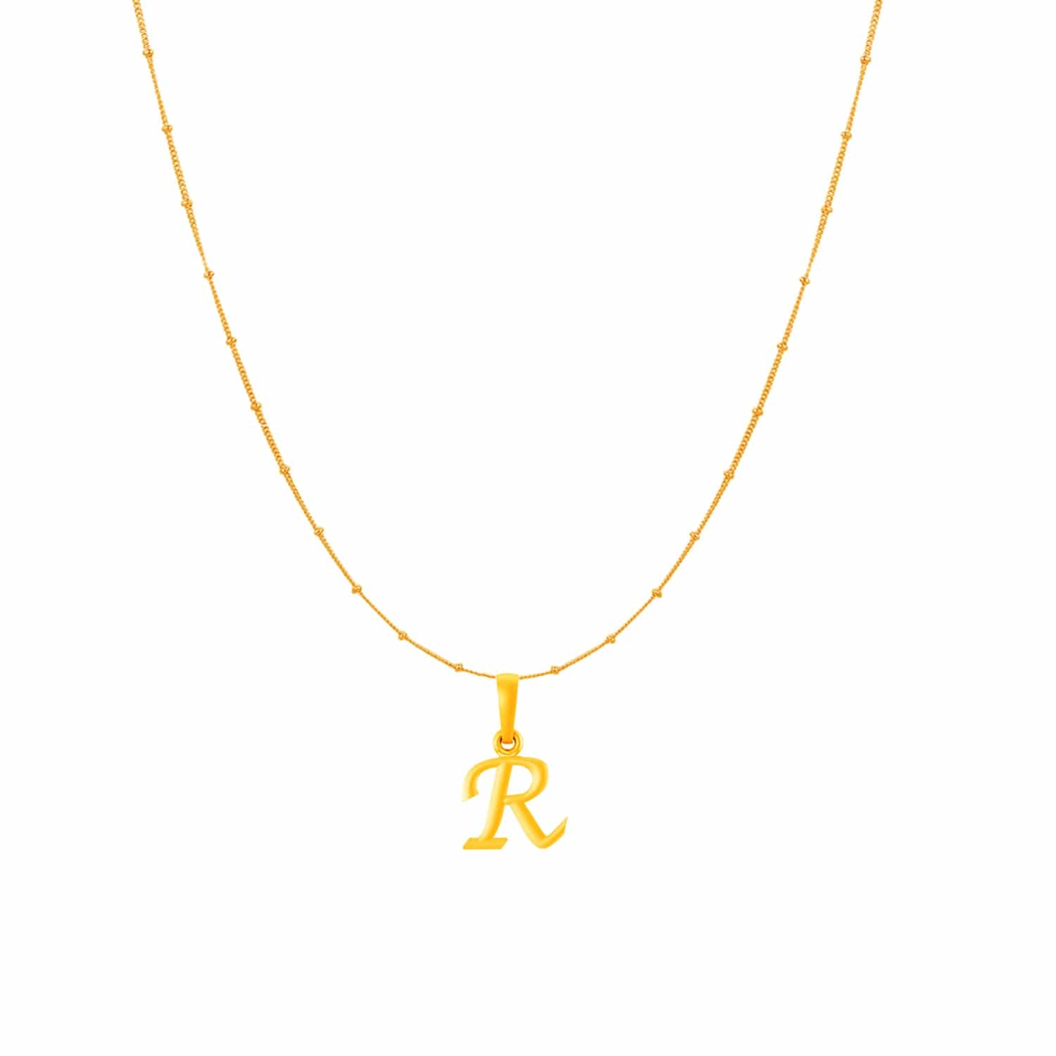 22KT Gold Plated Silver (92.5% purity) precious Name alphabet chain pendant (Pendnat with Box chain- 18 Inches) pure silver designer alphabet chain locket