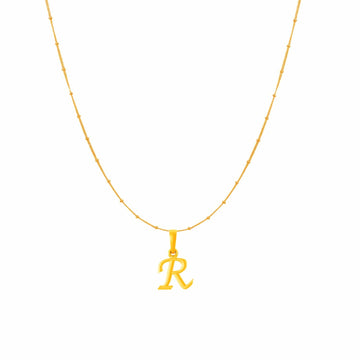 22KT Gold Plated Silver (92.5% purity) precious Name alphabet chain pendant (Pendnat with Box chain- 18 Inches) pure silver designer alphabet chain locket