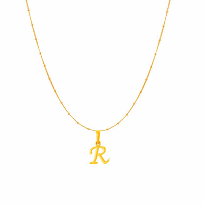 22KT Gold Plated Pure Silver (92.5% purity) precious Name alphabet chain pendant (Pendnat with Ball chain- 18 Inches) designer alphabet chain locket