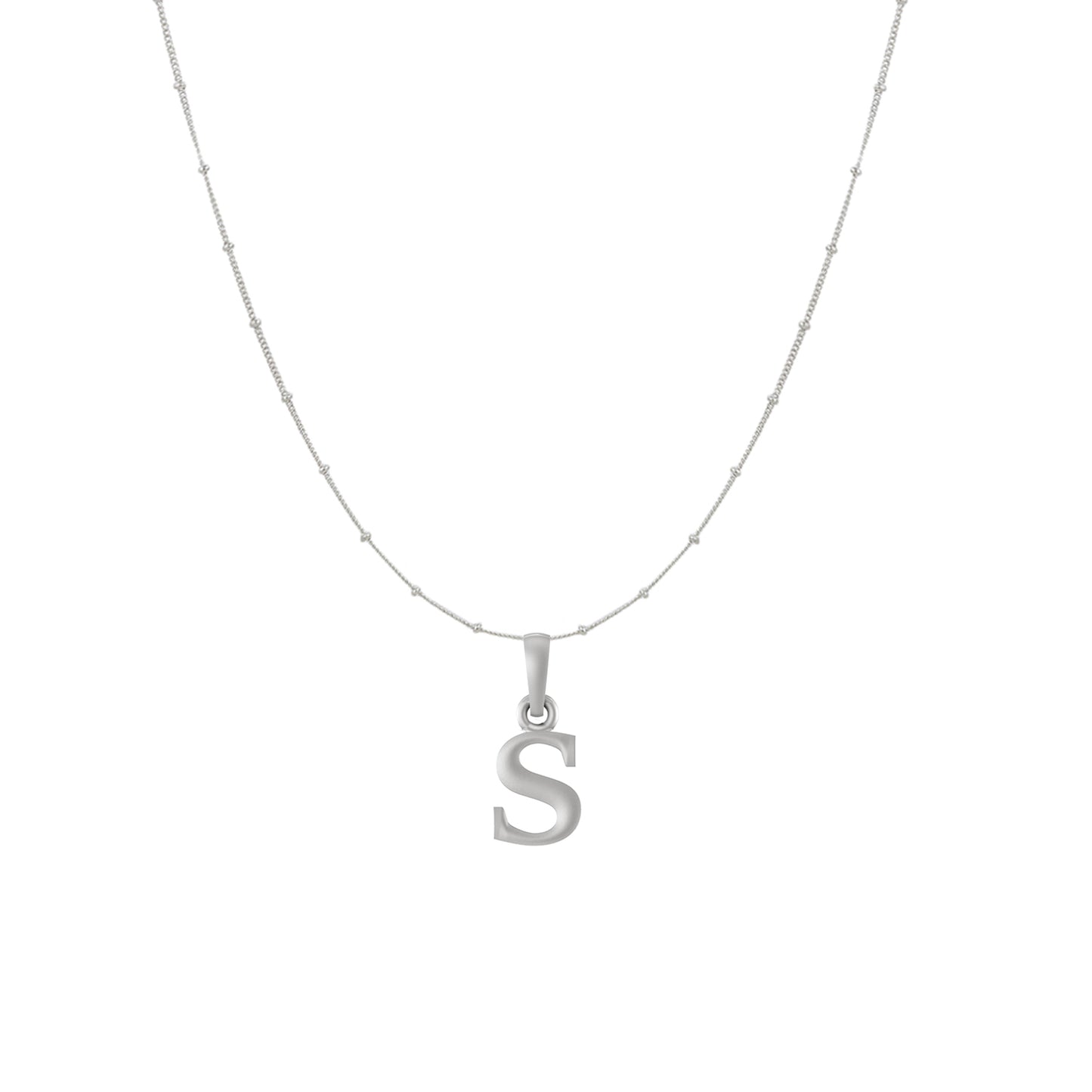 Akshat Sapphire Sterling Silver (92.5% purity) precious Name alphabet chain pendant (Pendnat with Ball  chain) pure silver designer alphabet chain locket