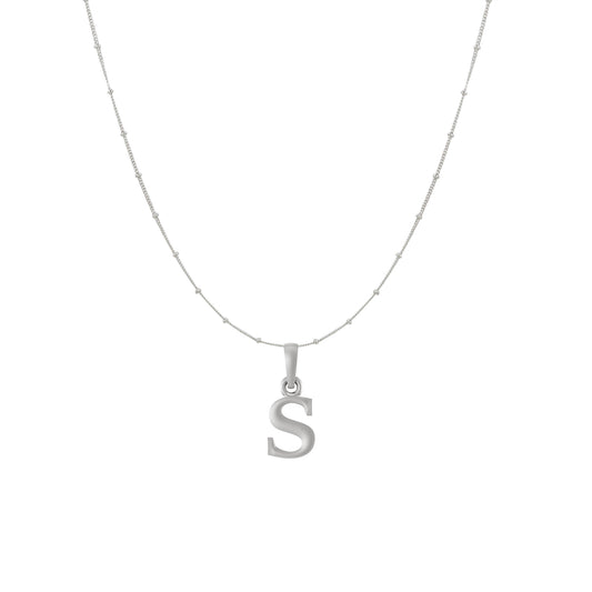 Akshat Sapphire Sterling Silver (92.5% purity) precious Name alphabet chain pendant (Pendnat with Ball  chain) pure silver designer alphabet chain locket