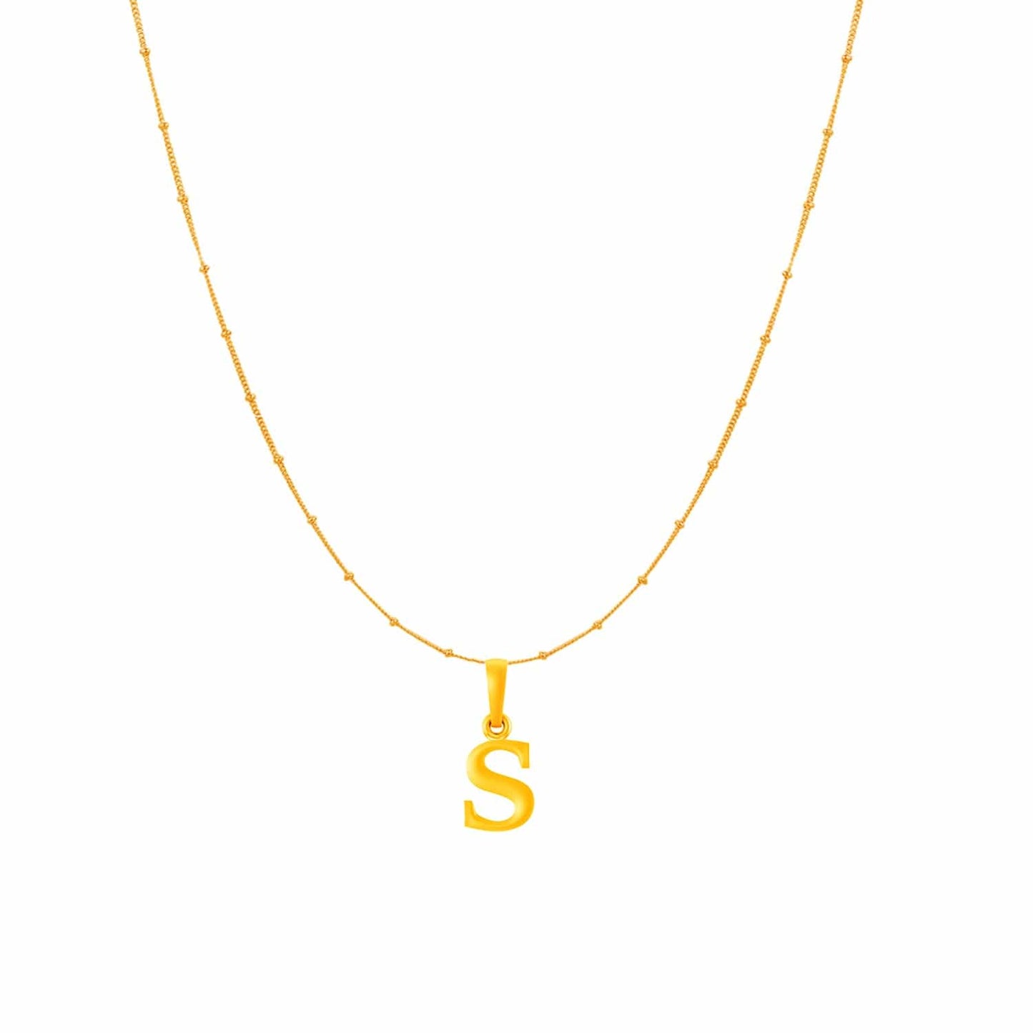 22KT Gold Plated Pure Silver (92.5% purity) precious Name alphabet chain pendant (Pendnat with Ball chain- 18 Inches) designer alphabet chain locket