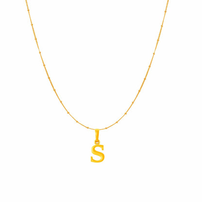 22KT Gold Plated Pure Silver (92.5% purity) precious Name alphabet chain pendant (Pendnat with Ball chain- 18 Inches) designer alphabet chain locket