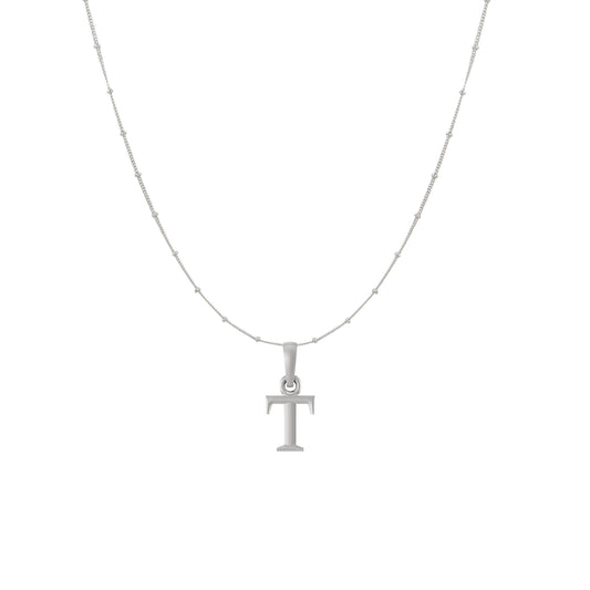 Akshat Sapphire Sterling Silver (92.5% purity) precious Name alphabet chain pendant (Pendnat with Ball  chain) pure silver designer alphabet chain locket