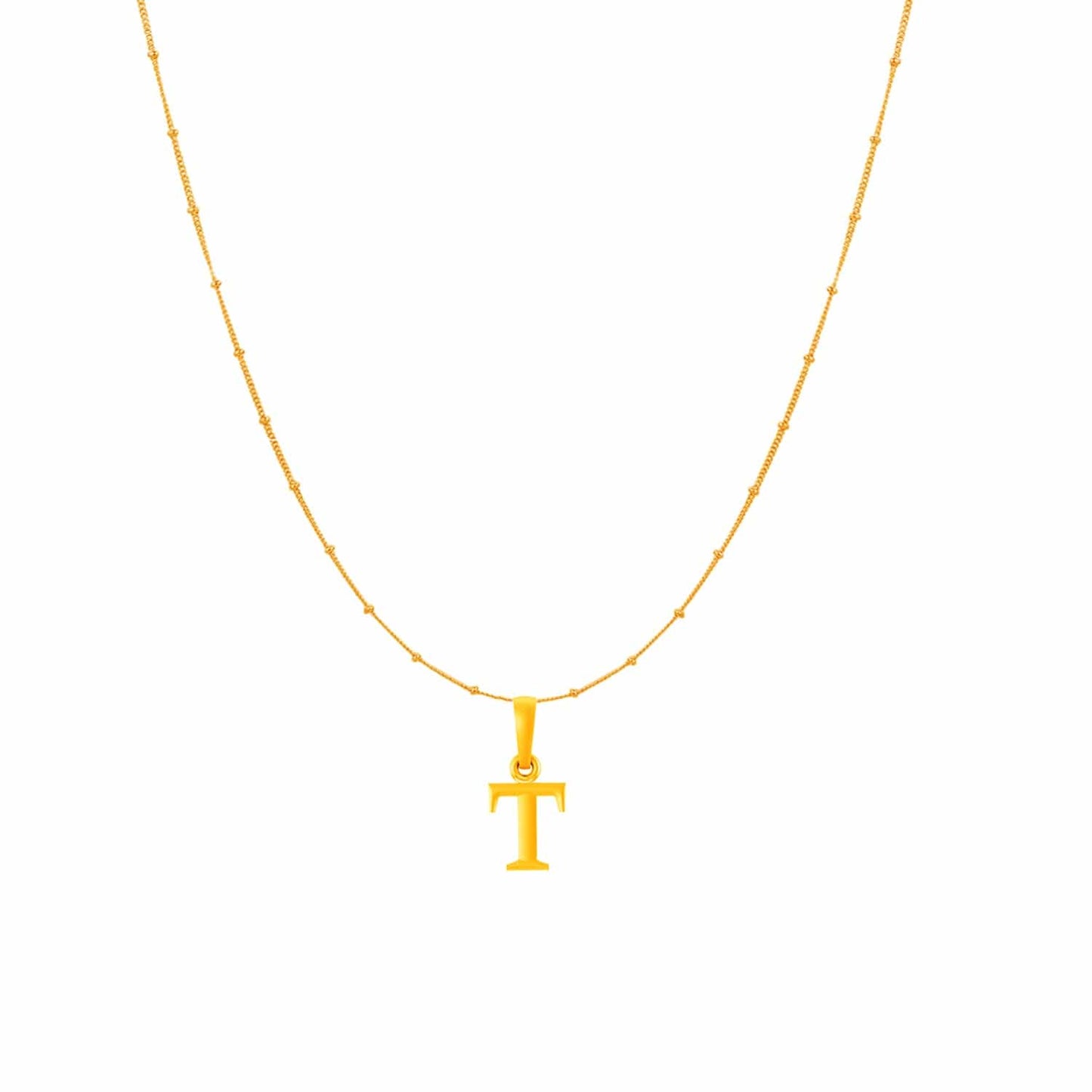 22KT Gold Plated Pure Silver (92.5% purity) precious Name alphabet chain pendant (Pendnat with Ball chain- 18 Inches) designer alphabet chain locket
