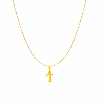 22KT Gold Plated Silver (92.5% purity) precious Name alphabet chain pendant (Pendnat with Box chain- 18 Inches) pure silver designer alphabet chain locket
