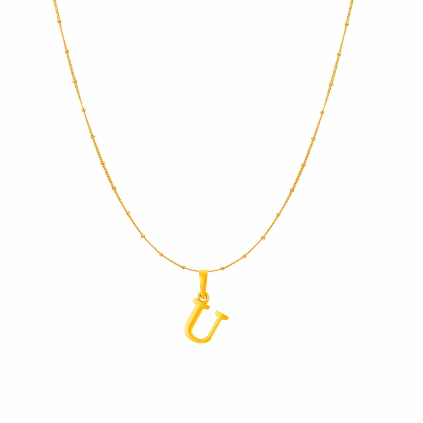 22KT Gold Plated Pure Silver (92.5% purity) precious Name alphabet chain pendant (Pendnat with Ball chain- 18 Inches) designer alphabet chain locket
