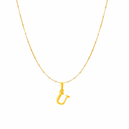 22KT Gold Plated Pure Silver (92.5% purity) precious Name alphabet chain pendant (Pendnat with Ball chain- 18 Inches) designer alphabet chain locket
