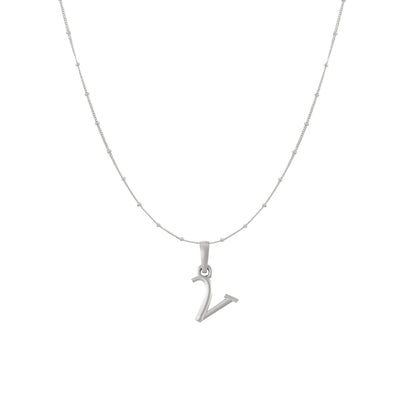 Akshat Sapphire Sterling Silver (92.5% purity) precious Name alphabet chain pendant (Pendnat with Ball  chain) pure silver designer alphabet chain locket