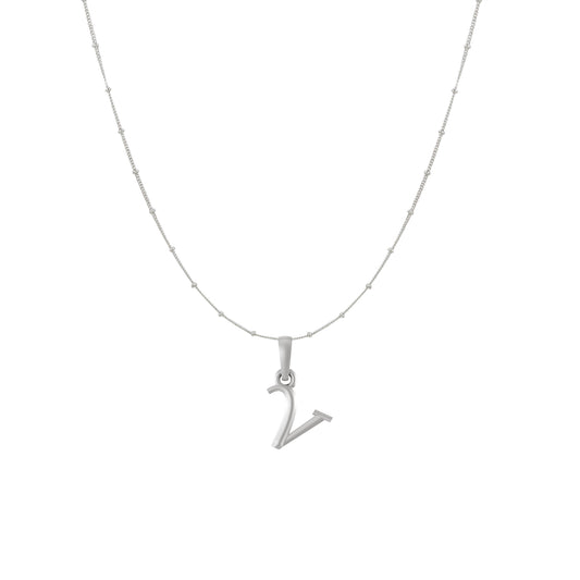 Akshat Sapphire Sterling Silver (92.5% purity) precious Name alphabet chain pendant (Pendnat with Ball  chain) pure silver designer alphabet chain locket