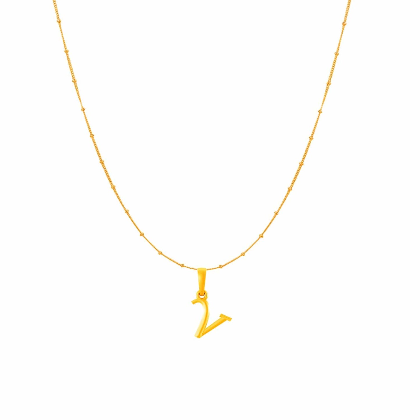 22KT Gold Plated Pure Silver (92.5% purity) precious Name alphabet chain pendant (Pendnat with Ball chain- 18 Inches) designer alphabet chain locket