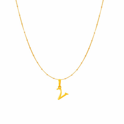 22KT Gold Plated Pure Silver (92.5% purity) precious Name alphabet chain pendant (Pendnat with Ball chain- 18 Inches) designer alphabet chain locket