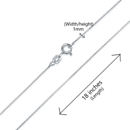 Sterling Silver (92.5% purity) Italian box chain for Girls and Women