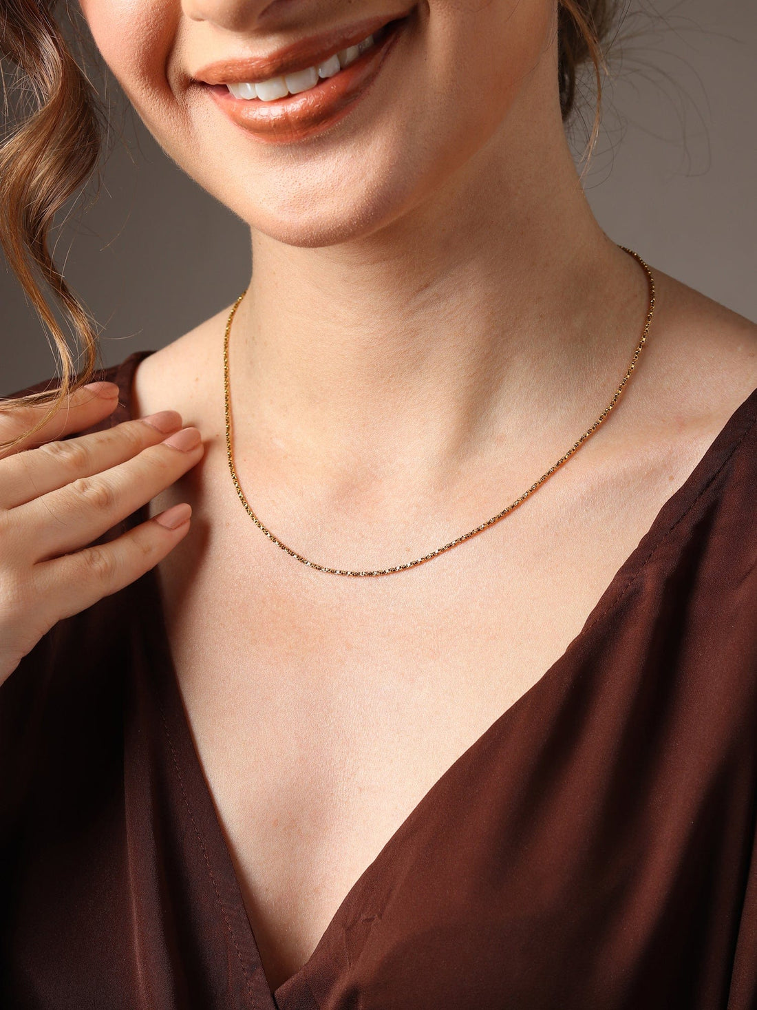 Box Chain for Women 18 Inches by Akshat Sapphire 22ct Gold Plated Silver 92.5 Purity PSB_Gold