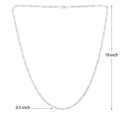 Akshat Sapphire Sterling Silver (92.5% purity) Goddees Kaali Maa Chain Pendant (Pendant with Figaro Chain) for Men & Women Pure Silver Kaali Maa Chain Locket for Good Health & Wealth