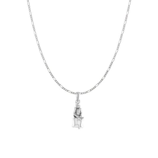 AKSHAT SAPPHIRE Sterling Silver (Silver with 92.5% purity) God Shree Sai Baba chain Pendant (Pendant with Figaro Chain) for Men & Women Pure Sterling Silver Lord Sai Baba chain Locket For Good Wealth & Health