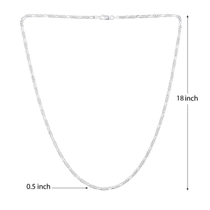 AKSHAT SAPPHIRE Sterling Silver (Silver with 92.5% purity) God Shree Sai Baba chain Pendant (Pendant with Figaro Chain) for Men & Women Pure Sterling Silver Lord Sai Baba chain Locket For Good Wealth & Health