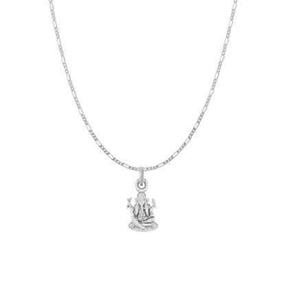 Akshat Sapphire Sterling Silver (92.5% purity) God Ganesha Chain Pendant (Pendant with Figaro Chain) for Men & Women Pure Silver Lord Ganapathy Chain Locket for Good Health & Wealth