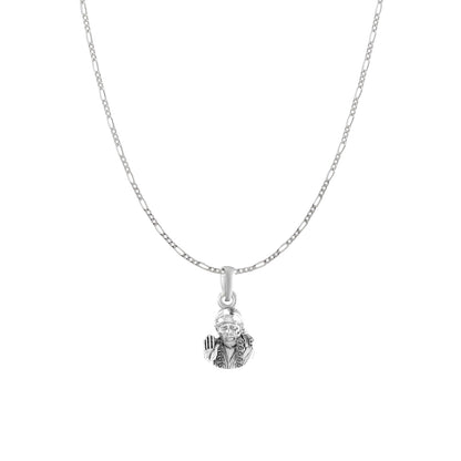 AKSHAT SAPPHIRE Sterling Silver (Silver with 92.5% purity) God Shree Sai Baba chain Pendant (Pendant with Figaro Chain) for Men & Women Pure Sterling Silver Lord Sai Baba chain Locket For Good Wealth & Health