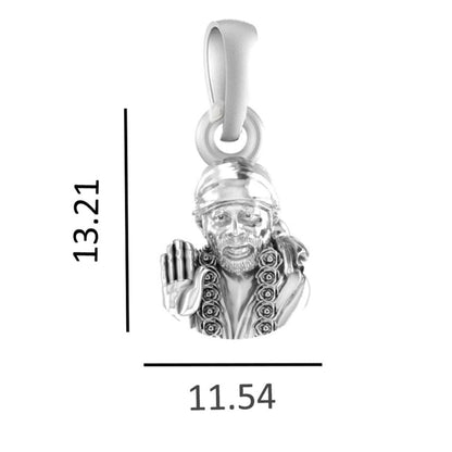 AKSHAT SAPPHIRE Sterling Silver (Silver with 92.5% purity) God Shree Sai Baba chain Pendant (Pendant with Figaro Chain) for Men & Women Pure Sterling Silver Lord Sai Baba chain Locket For Good Wealth & Health